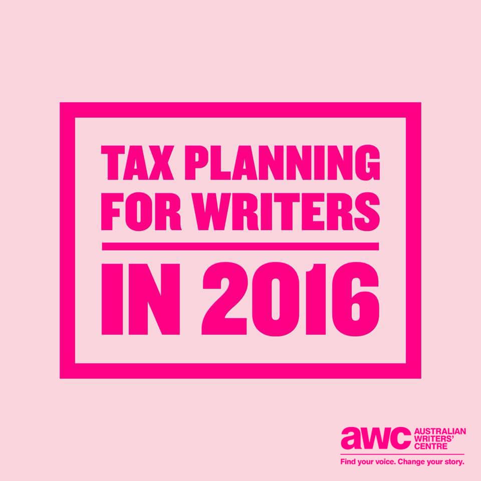 light pink background with dark pink text "Tax planning for writers in 2016"